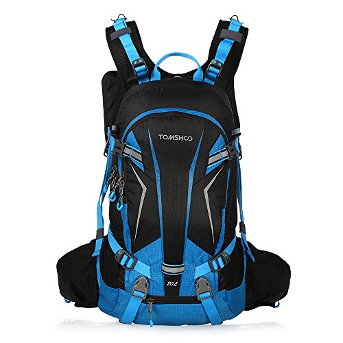 TOMSHOO - Mochila de senderismo de 20 l, ultraligera, transpirable, impermeable, con funda de lluvia para bicicleta, senderismo, equitación, viaje, alpinismo