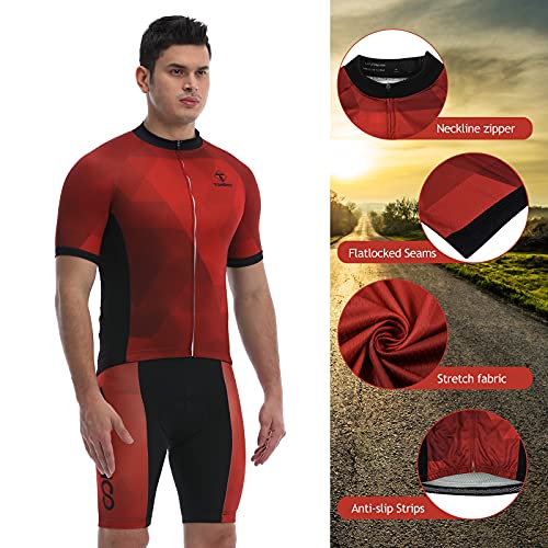 TOMSHOO Ropa de Ciclismo MTB, Traje Ciclismo Hombre, Maillots de Ciclismo Verano, Manga Corta y Pantalones Cortos con 3D Gel Acolchados para Bicicleta MTB Deportes