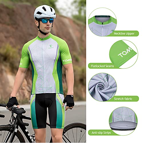 TOMSHOO Ropa de Ciclismo MTB, Traje Ciclismo Hombre, Maillots de Ciclismo Verano, Manga Corta y Pantalones Cortos con 6D Gel Acolchados para Bicicleta MTB Deportes