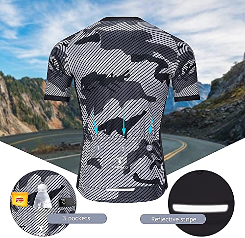 TOMSHOO Ropa de Ciclismo MTB, Traje Ciclismo Hombre, Maillots de Ciclismo Verano, Manga Corta y Pantalones Cortos con 8D Gel Acolchados para Bicicleta MTB Deportes