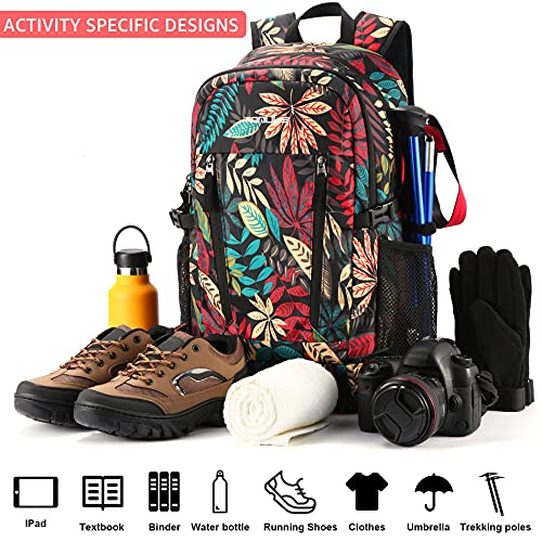 Tomule Mochila Trekking Senderismo Impermeabile Deporte Montana Bicicleta Playa Portatil Plegable Bolsa Viaje Accesorios Trabajo Hombre Trail Mujer Regalo Para Gimnasio Infantil 40L Rojo Floral