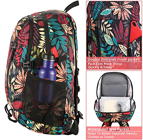 Tomule Mochila Trekking Senderismo Impermeabile Deporte Montana Bicicleta Playa Portatil Plegable Bolsa Viaje Accesorios Trabajo Hombre Trail Mujer Regalo Para Gimnasio Infantil 40L Rojo Floral