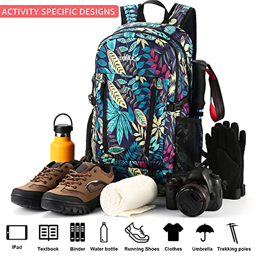 Tomule Mochila Trekking Senderismo Impermeabile Deporte Montana Bicicleta Playa Portatil Plegable Bolsa Viaje Accesorios Trabajo Hombre Trail Mujer Regalo Para Gimnasio Infantil 40L Azul Floral