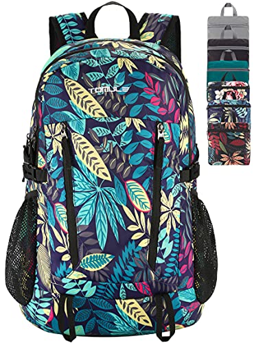 Tomule Mochila Trekking Senderismo Impermeabile Deporte Montana Bicicleta Playa Portatil Plegable Bolsa Viaje Accesorios Trabajo Hombre Trail Mujer Regalo Para Gimnasio Infantil 40L Azul Floral