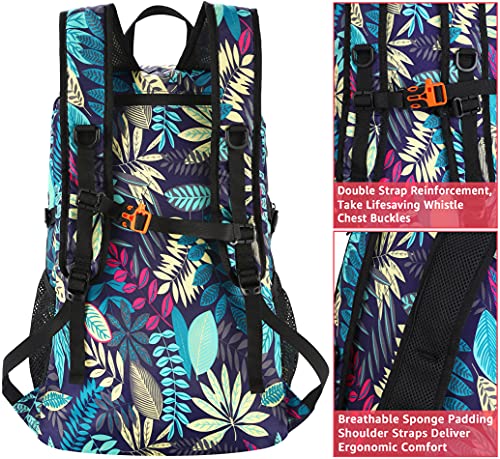 Tomule Mochila Trekking Senderismo Impermeabile Deporte Montana Bicicleta Playa Portatil Plegable Bolsa Viaje Accesorios Trabajo Hombre Trail Mujer Regalo Para Gimnasio Infantil 40L Azul Floral