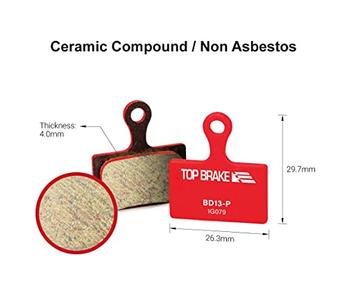Top Brake Pastillas de Freno de Disco Bicicleta para Shimano XTR-M9100,Dura Ace R9170, GRX RX400, BR RS305,405,505,805; Tektro HD-R310/R510,TRP-Hylex Flat Mount (Performance - Rojo)