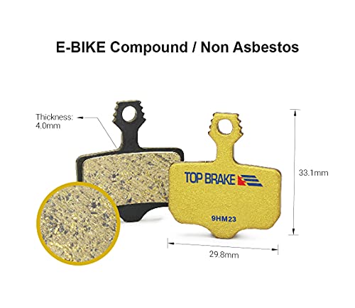 Top Brake Pastillas de Freno de Disco Bicicleta para Sram Level T,TL, Level Ultimate B1, Avid Elixir 1 3 5 7 9 R ER CR mag Sram XX,X0,XXWC DB1,3,5 (Premium E+ - Dorado)