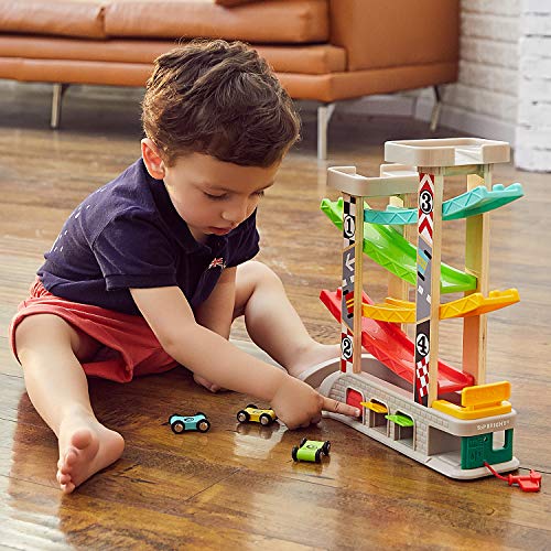 TOP BRIGHT Car Ramp Racer Toy - Toddler Click Clack Race Track Car Slide Toy for 1 2 Year Old Boy and Girl Gifts