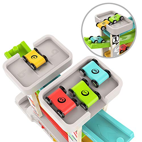 TOP BRIGHT Car Ramp Racer Toy - Toddler Click Clack Race Track Car Slide Toy for 1 2 Year Old Boy and Girl Gifts