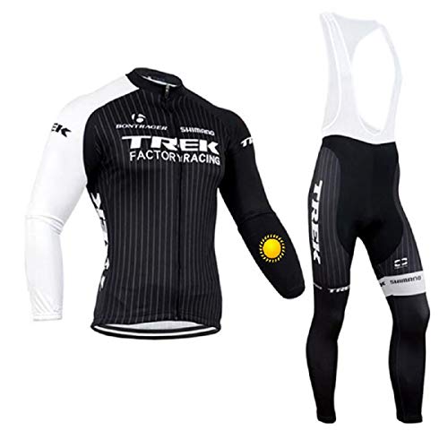 TOPBIKEB Conjunto de Ropa de Ciclismo de Manga Larga para Hombre para Invierno, Jersey de Ciclismo de vellón térmico con pantalón Largo para MTB