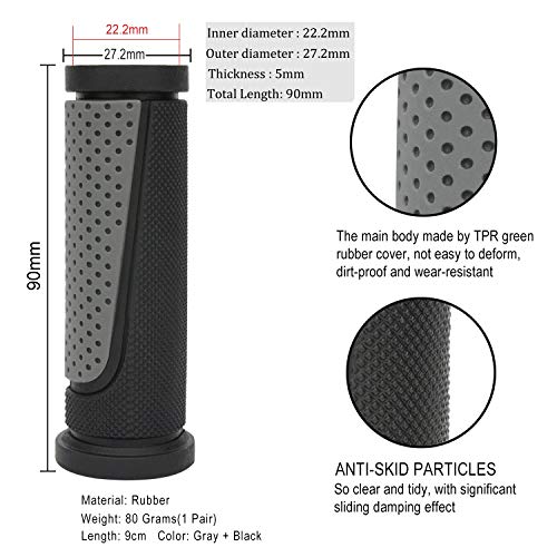 TOPCABIN - Puños cortos para manillar de bicicleta (2 unidades, 90 mm de largo) compatibles con muchas bicicletas estándar