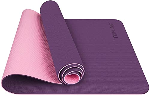 TOPLUS Esterilla Yoga Antideslizante Nivel Profesional Alfombrilla de Yoga Esterilla Pilates Esterilla Deporte- con Correa de Hombro 183cm x 61cm (Violeta)