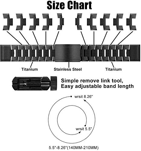 TOPsic Correa Fenix 6X/Fenix 6X Pro/Fenix 6X Sapphire, 26mm Pulsera Easy Fit Banda de Titanio Acero Inoxidable Correa para Fenix 6X/Fenix 6X Pro/Fenix 5X/Fenix 5X Plus/Fenix 3/Fenix 3 HR