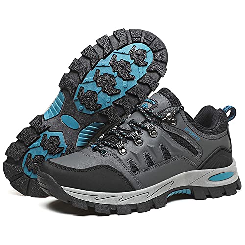 Topwolve Zapatillas de Senderismo para Hombre Zapatillas de Trekking Botas de Montaña Antideslizantes Al Aire Libre Zapatos de Deporte,Gris,43 EU