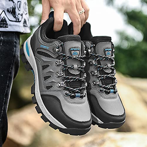 Topwolve Zapatillas de Senderismo para Hombre Zapatillas de Trekking Botas de Montaña Antideslizantes Al Aire Libre Zapatos de Deporte,Gris,43 EU