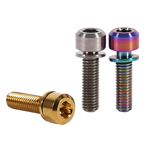 Tornillo de Vástago de Bicicleta, 6 Pcs M5 x 18 mm Tornillo de Perno de Aleación de Titanio Ti con Arandelas Fijadas reemplazo para Vástago de Bicicleta de Carretera de Montaña de Ciclismo (Arco iris)