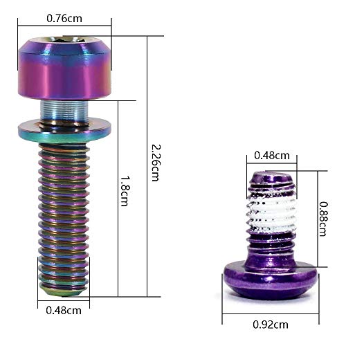 Tornillo de Vástago de Bicicleta de Titanio Hexagonal Tornillo de Soporte Tornillos Cónicos Tornillo de Tapa Superior con Arandelas Set para Bici de Montaña Tornillos de Potencia y Manillar M5 x 18 mm