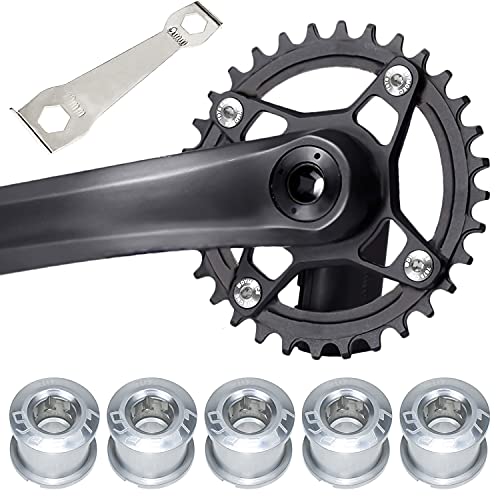 Tornillos Plato Bicicleta 7075 Aleación Aluminio M8 Doble Platos Chainring Bolts con Llave Fija para Bicicleta de Carretera, Bicicleta de montaña, MTB (Silber)