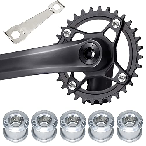 Tornillos Plato Bicicleta 7075 Aleación Aluminio M8 Doble Platos Chainring Bolts con Llave Fija para Bicicleta de Carretera, Bicicleta de montaña, MTB (Silber)