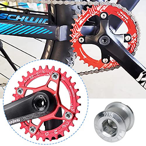 Tornillos Plato Bicicleta 7075 Aleación Aluminio M8 Doble Platos Chainring Bolts con Llave Fija para Bicicleta de Carretera, Bicicleta de montaña, MTB (Silber)