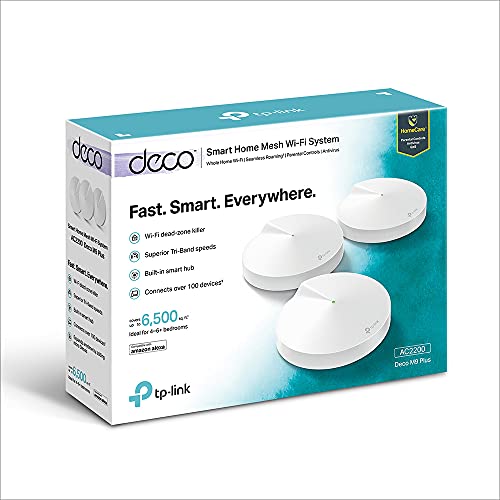 TP-Link Deco M9 Plus (3-Pack) - AC2200 Wi-Fi Mesh inteligente, Tri-Banda hasta 600 m², Hub Smart IoT, Zigbee, 2 x puerto Gigabit, Bluetooth 4.2, 4 x 4 MU-MIMO, CPU Qualcomm