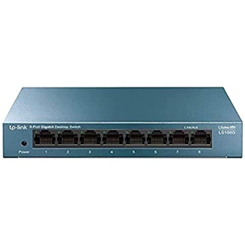 TP-Link LS108G - Switch 8 Puertos (10/100/1000) Switch Ethernet Gigabit, Carcasa metálica, Ultraligero con Super disipación de calor, Ahorro de Energía, Silencioso, Sin configuración