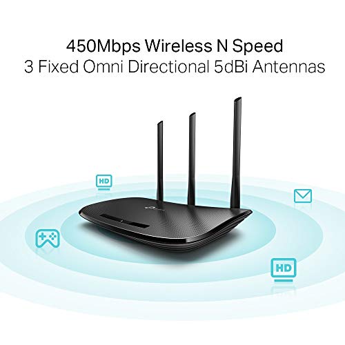 TP-Link TL-WR940N Router Inalámbrico Repetidor de WIFI Punto de Acceso N450 MBps, Alta Sensibilidad, WPS, 4 LAN, 1 WAN, Tecnología 3 x 3 MIMO, Negro