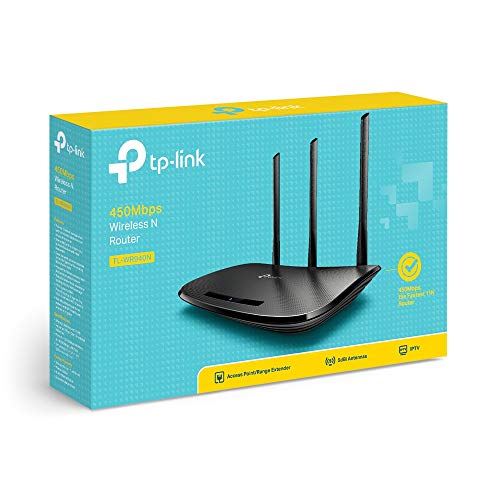 TP-Link TL-WR940N Router Inalámbrico Repetidor de WIFI Punto de Acceso N450 MBps, Alta Sensibilidad, WPS, 4 LAN, 1 WAN, Tecnología 3 x 3 MIMO, Negro