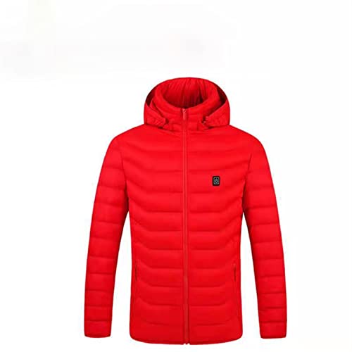 Traje de calefacción Chaqueta acolchada de algodón. USB Ropa de calefacción Calefacción eléctrica Ropa 9 Zona con capucha con capucha de algodón Calefacción ( Color : Nine District Red , Size : XXL )