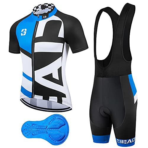 Traje Equipacion Ciclismo Hombre Verano Maillot Ciclista Manga Corta con Corto con 3D Gel Pad Ciclista Hombre Verano