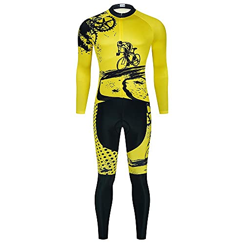 Traje Jerseys de Ciclismo para Hombre Ropa de Ciclo Manga Larga+Babero de Ciclo del Cojín del Gel 20D Conjunto Completo de ModaTraje de Ciclismo de Bicicleta de Montaña Transpirable / Secado rápido