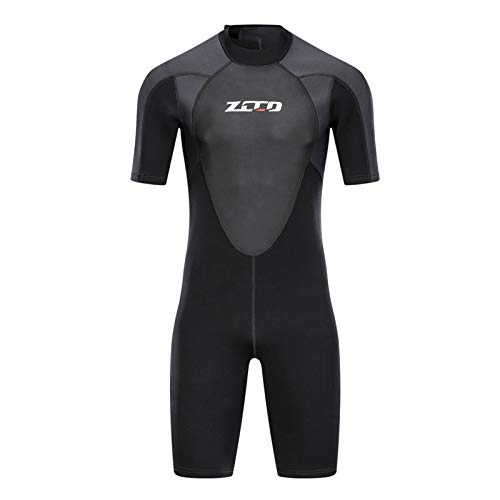 Trajes de Neopreno de 3 mm para Hombres, de Neopreno Premium con Cremallera Trasera, Trajes de Buceo Cortos para Surf, Snorkel, piragüismo, Pesca submarina, Piel de Buceo(Negro 2XL)