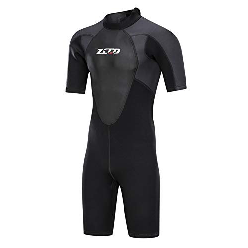 Trajes de Neopreno de 3 mm para Hombres, de Neopreno Premium con Cremallera Trasera, Trajes de Buceo Cortos para Surf, Snorkel, piragüismo, Pesca submarina, Piel de Buceo(Negro 2XL)