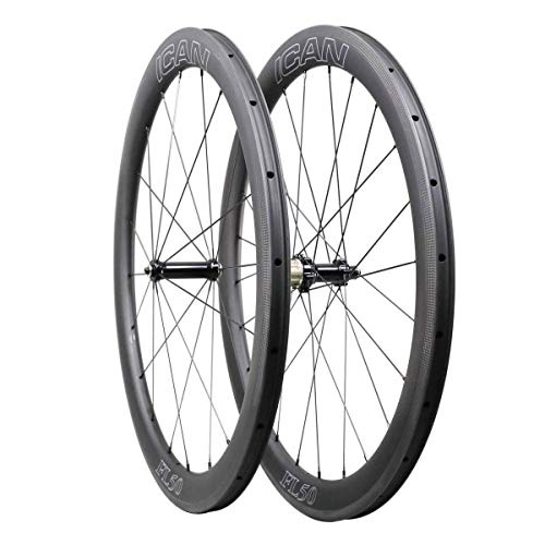 TRIAERO FL50 700C Ruedas de Bicicleta de Carretera de Carbono Freno de llanta 1470g 25 mm Externo, 18,35 mm Interno Equilibrio de Ancho de Escalada, aerodinámico y Viento Cruzado