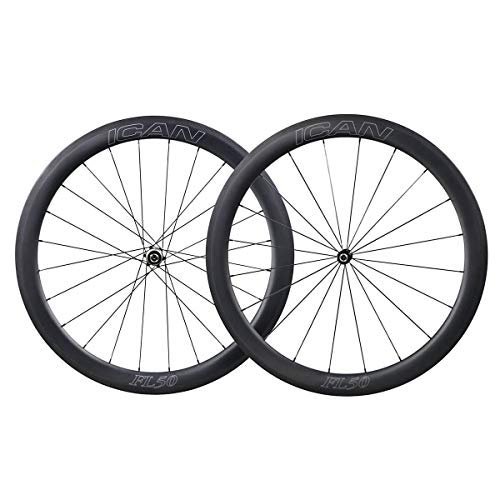 TRIAERO FL50 700C Ruedas de Bicicleta de Carretera de Carbono Freno de llanta 1470g 25 mm Externo, 18,35 mm Interno Equilibrio de Ancho de Escalada, aerodinámico y Viento Cruzado