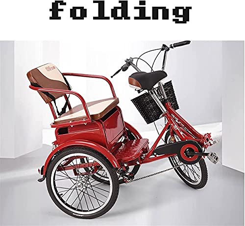 Triciclo de 3 ruedas para adultos - TRIKE CRUISER Tricycle Adulto 20 '' Bicicletas de 3 ruedas de 3 velocidades de 6 velocidades, truco de bicicleta de tres ruedas plegable con asiento trasero del niñ