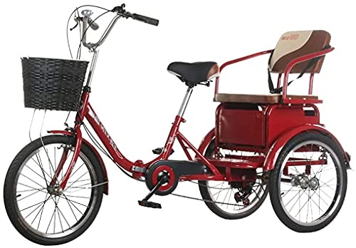 Triciclo de 3 ruedas para adultos - TRIKE CRUISER Tricycle Adulto 20 '' Bicicletas de 3 ruedas de 3 velocidades de 6 velocidades, truco de bicicleta de tres ruedas plegable con asiento trasero del niñ