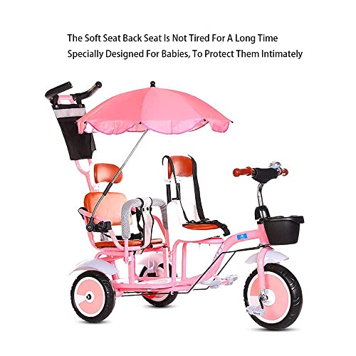 Triciclo de bebé para niños, biplaza, bicis para niños de 3 a 6 años, estructura de acero con alto contenido de carbono, carrito grande para cochecito doble, blanco s para niños de 1 a 3 años (color: