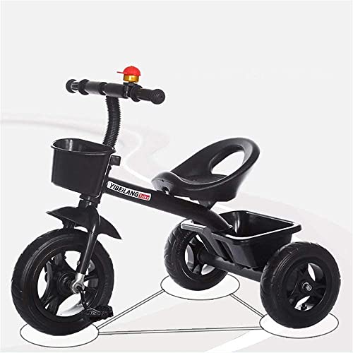 Triciclo para bebés Bebé plegable para pasear y montar con un volante con manija de empuje y un cubo de arena de Carretera para niños (Color: Verde, Tamaño: Talla única) s para 1-3 años Happy house