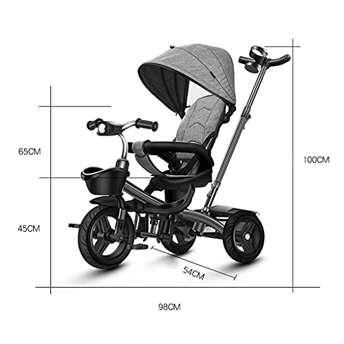 Triciclo para bebés Triciclo para bebés, mi primer automóvil Triciclo para niños de 3 ruedas, además de un carro plegable con pedales, toldo para bicicletas de 1 a 6 años (color: morado) s para niños