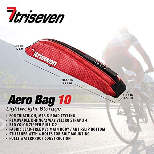 TriSeven Bolsa de Triciclo de Carbono Aero 10 - Almacenamiento liviano para triatlones y MTB | ¡Tiene 6 geles, nutrición, Bomba, Llaves, Herramientas y más!