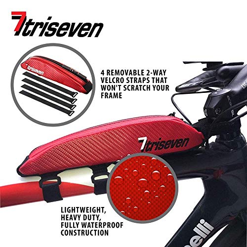 TriSeven Bolsa de Triciclo de Carbono Aero 10 - Almacenamiento liviano para triatlones y MTB | ¡Tiene 6 geles, nutrición, Bomba, Llaves, Herramientas y más!