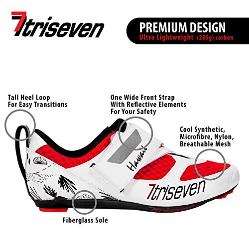 TriSeven Premium Triathlon Bicicleta Guantes – Ultra Ligero, Transpirable y Fibra de Vidrio Suela, la Manera más rápida Zapatos en la übergangszone (46)