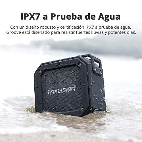 Tronsmart Groove Altavoz Exterior Bluetooth Portátiles, 24 Horas de Reproducción, Impermeable IPX7, Extra Bass, Construido en Micrófono, para Smartphones, Fiesta, Viajes, Playa