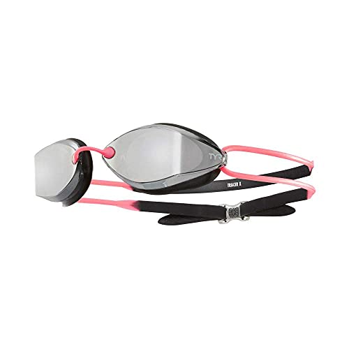 TYR TRACER-X Racing - Gafas de natación con espejo, Tracer X Racing Nano espejo, color Plateado, negro y rosa., tamaño small