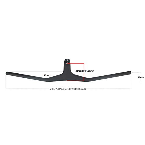 tyrrdtrd Manillar de bicicleta de fibra de carbono de 17 grados, ligero de alta dureza, baja resistencia al viento, reemplazo de manillar de grado profesional mate de 680 mm y 100 mm