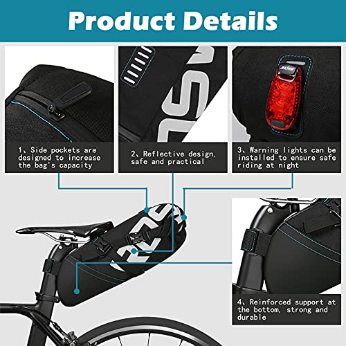 UBORSE Bolsa de Sillín para Bici Impermeable Bolso para Asiento Tresero de Bicicleta Alforjas de ​Tija Sillín Ligera para Ciclismo MTB Carretera Mountain Bike