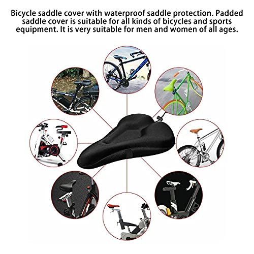Ubrand - Funda para sillín de bicicleta, de gel de silicona, cojín de sillín para bicicleta, hecha de silicona y esponja, para bicicleta de montaña, bicicleta de carretera (negro)