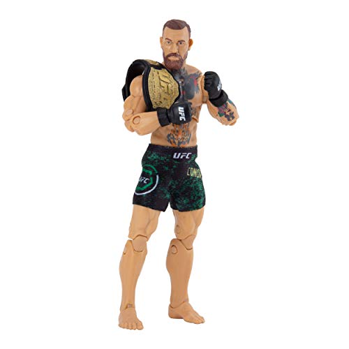 UFC Ultimate Series Limited Edition Conor McGregor, Figura de acción coleccionista de 15.2 cm, pantalones cortos de lucha, cinturón y accesorio de bandera irlandesa