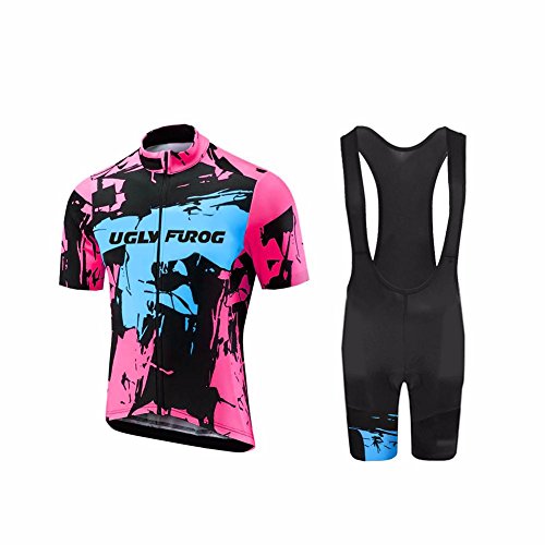 UGLY FROG Bike Wear Ciclismo Mujers Maillots Sports+Bib Tight Sets Seco y Transpirable de Bicicleta Conjunto de Ropa de Ciclo Jersey de Manga Corta